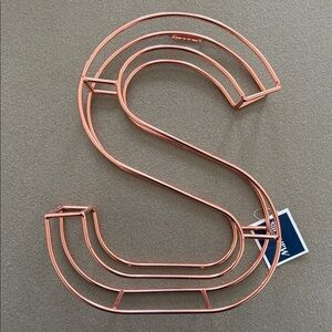 NWT 3D Metal "S" Wall Shelf Decor Decorative Initial Copper